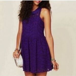 Nwt free people xs dress floral lace mesh collar keyhole with slip msrp $128